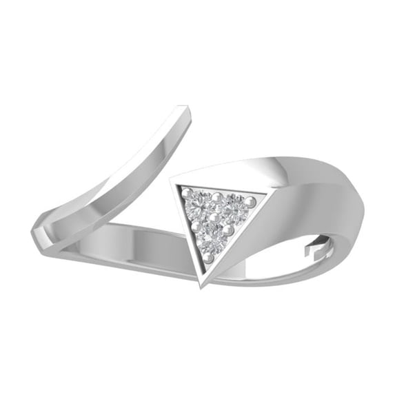 Araiya Fine Jewelry 10K White Gold Round-shape Lab Grown Diamond Bypass Open Band Ring ( 1/10 cttw, D-F Color, VS Clarity) Size 7.5