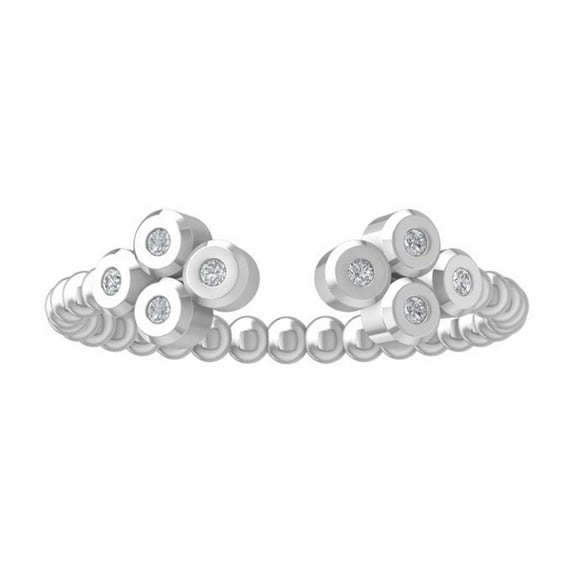 Araiya Fine Jewelry 10K White Gold Round-shape Lab Grown Diamond Bypass Open Band Ring ( 1/10 cttw, D-F Color, VS Clarity) Size 9.5