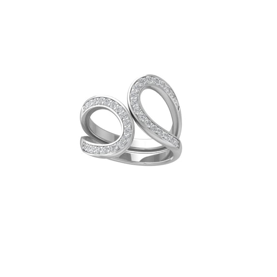 Araiya Fine Jewelry 10K White Gold Round-shape Lab Grown Diamond Bypass Open Band Ring ( 1/4 cttw, D-F Color, VS Clarity) Size 6