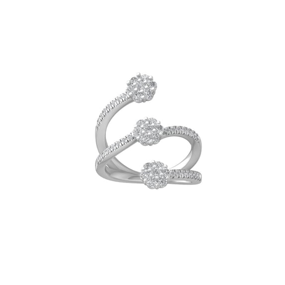 Araiya Fine Jewelry 10K White Gold Round-shape Lab Grown Diamond Bypass Open Band Ring ( 3/4 cttw, D-F Color, VS Clarity) Size 6
