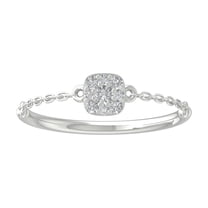 Araiya Fine Jewelry 10K White Gold Round-shape Lab Grown Diamond Cluster Engagement Ring ( 1/10 cttw, D-F Color, VS Clarity) Size 5.5