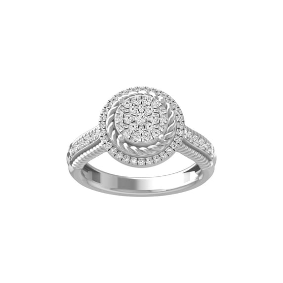 Araiya Fine Jewelry 10K White Gold Round-shape Lab Grown Diamond Cluster Engagement Ring ( 1/2 cttw, D-F Color, VS Clarity) Size 5.5