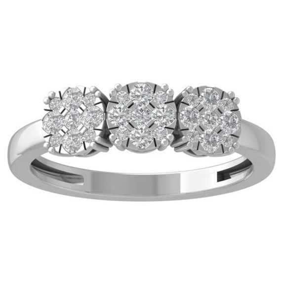 Araiya Fine Jewelry 10K White Gold Round-shape Lab Grown Diamond Cluster Engagement Ring ( 1/2 cttw, D-F Color, VS Clarity) Size 8