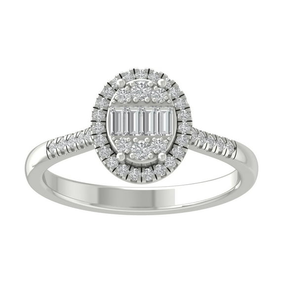 Araiya Fine Jewelry 10K White Gold Round-shape Lab Grown Diamond Cluster Engagement Ring ( 1/3 cttw, D-F Color, VS Clarity) Size 9.5