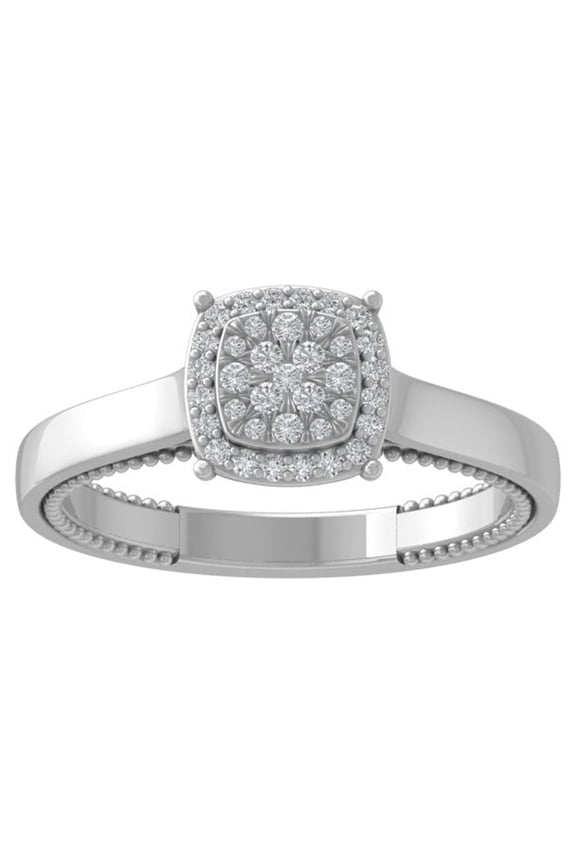 Fine Jewelry 10K White Gold Round-shape Lab Grown Diamond Cluster Engagement Ring ( 1/5 cttw, D-F Color, VS Clarity) Size 10