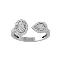 Araiya Fine Jewelry 10K White Gold Round-shape Lab Grown Diamond Cluster Engagement Ring ( 1/5 cttw, D-F Color, VS Clarity) Size 5