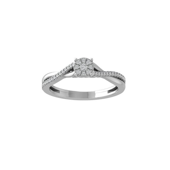 Araiya Fine Jewelry 10K White Gold Round-shape Lab Grown Diamond Cluster Engagement Ring ( 1/5 cttw, D-F Color, VS Clarity) Size 7
