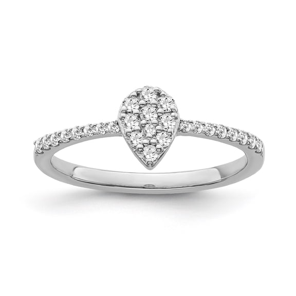 Araiya Fine Jewelry 10K White Gold Round-shape Lab Grown Diamond Cluster Engagement Ring ( 1/5 cttw, D-F Color, VS Clarity) Size 8