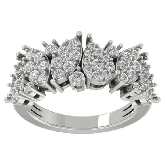 Araiya Fine Jewelry 10K White Gold Round-shape Lab Grown Diamond Cluster Engagement Ring ( 1 cttw, D-F Color, VS Clarity) Size 6.5