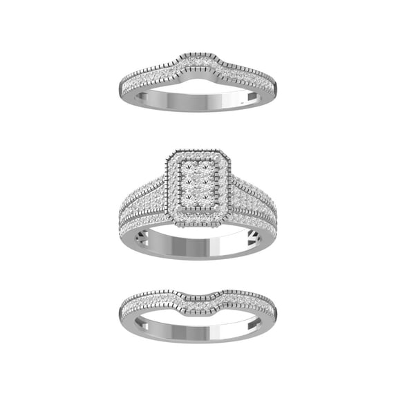 Araiya Fine Jewelry 10K White Gold Round-shape Lab Grown Diamond Cluster Engagement Ring ( 1 cttw, D-F Color, VS Clarity) Size 8.5
