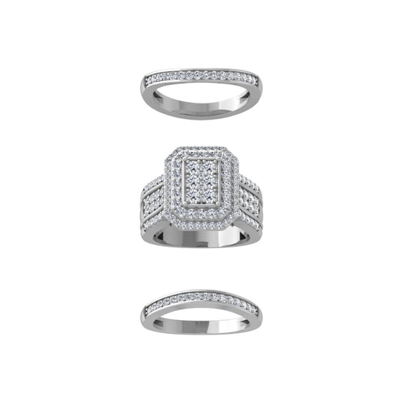 Araiya Fine Jewelry 10K White Gold Round-shape Lab Grown Diamond Cluster Engagement Ring ( 2 cttw, D-F Color, VS Clarity) Size 6
