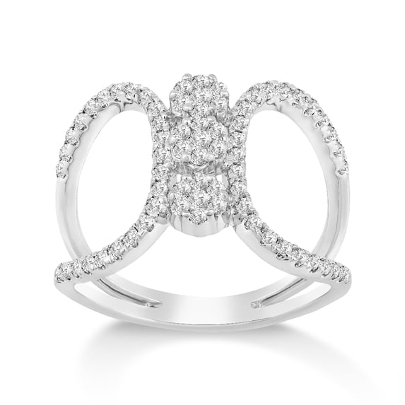 Araiya Fine Jewelry 10K White Gold Round-shape Lab Grown Diamond Cluster Engagement Ring ( 5/8 cttw, D-F Color, VS Clarity) Size 10