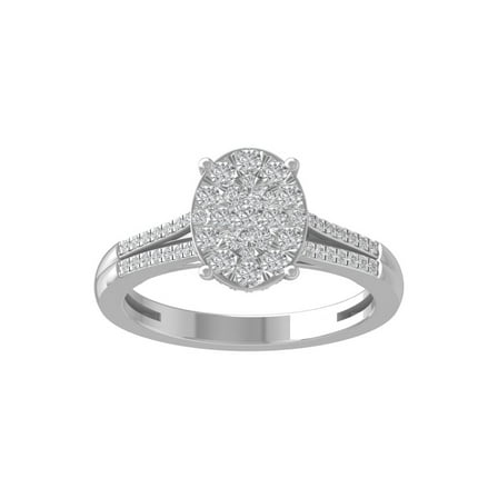 Araiya Fine Jewelry 10K White Gold Round-shape Lab Grown Diamond Cluster Engagement Ring ( 5/8 cttw, D-F Color, VS Clarity) Size 5