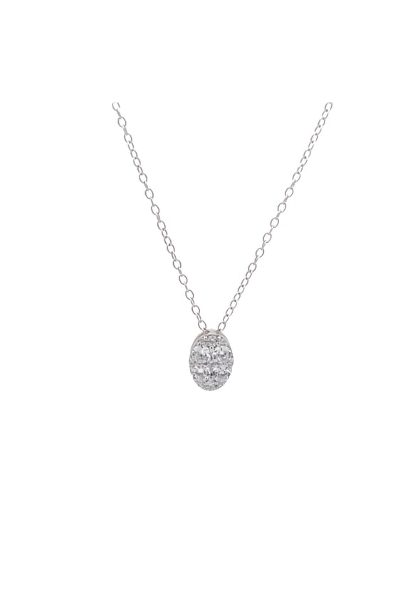 Fine Jewelry 10K White Gold Round-shape Lab Grown Diamond Cluster Pendant with Silver Cable Chain Nacklace (3/8 cttw, D-F Color, VS1 Clarity) 18"