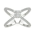 thumbnail image 1 of Araiya Fine Jewelry 10K White Gold Round-shape Lab Grown Diamond Cross Band Ring ( 2/5 cttw, D-F Color, VS Clarity) Size 6, 1 of 4