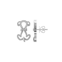 Araiya Fine Jewelry 10K White Gold Round-shape Lab Grown Diamond Dog Bone Stud Earrings (1/10 cttw, D-F Color, VS1 Clarity)