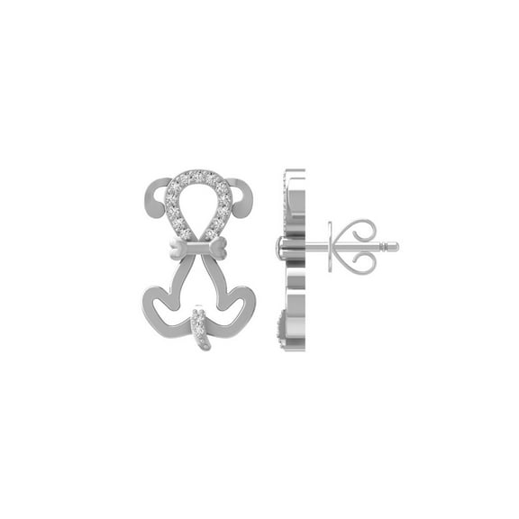 Araiya Fine Jewelry 10K White Gold Round-shape Lab Grown Diamond Dog Bone Stud Earrings (1/10 cttw, D-F Color, VS1 Clarity)