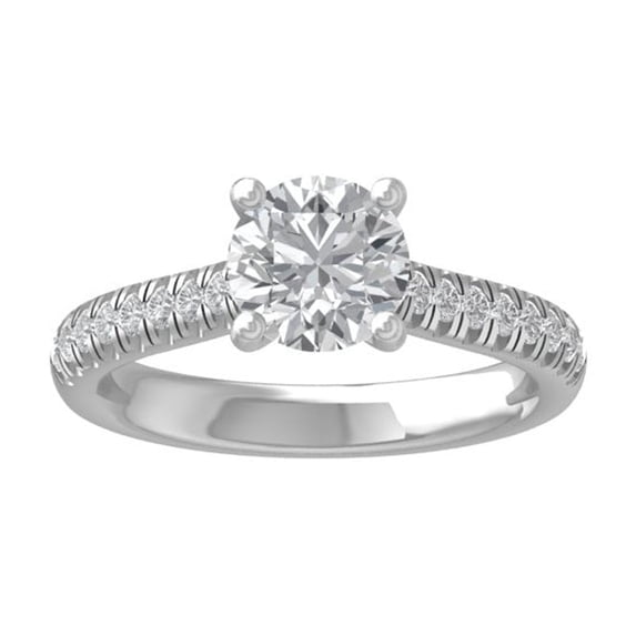 Araiya Fine Jewelry 10K White Gold Round-shape Lab Grown Diamond Engagement Ring ( 1 1/4 cttw, D-F Color, VS Clarity) Size 5