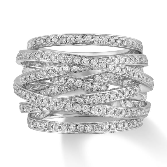 Araiya Fine Jewelry 10K White Gold Round-shape Lab Grown Diamond Fashion Band Ring ( 1 1/2 cttw, D-F Color, VS Clarity) Size 10