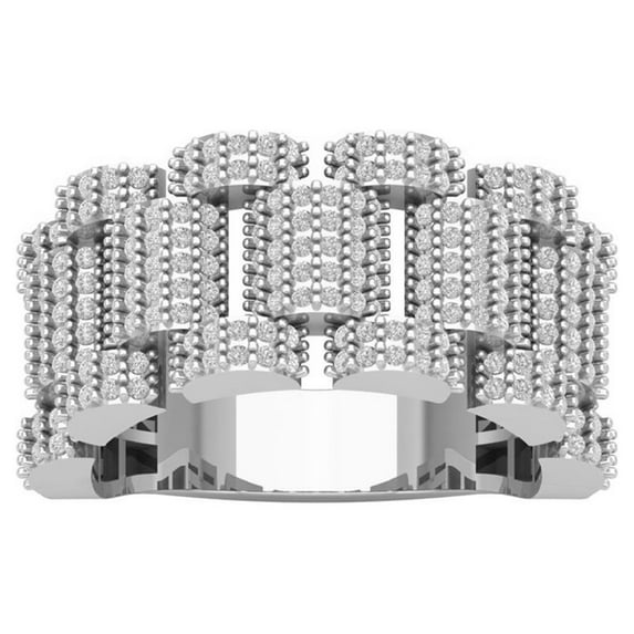 Araiya Fine Jewelry 10K White Gold Round-shape Lab Grown Diamond Fashion Band Ring ( 1 2/5 cttw, D-F Color, VS Clarity) Size 6