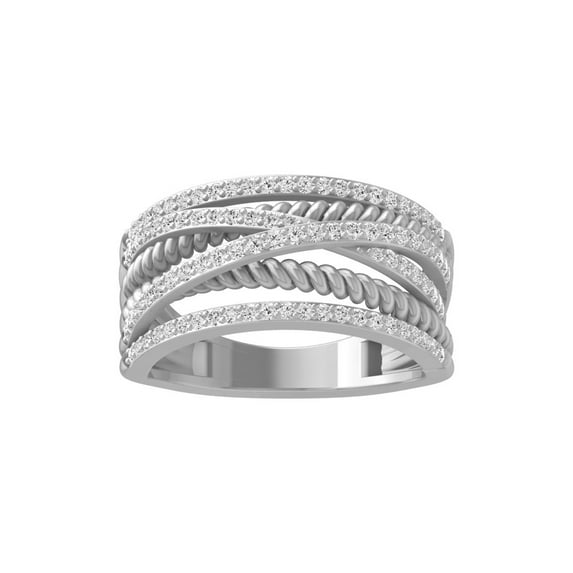 Araiya Fine Jewelry 10K White Gold Round-shape Lab Grown Diamond Fashion Band Ring ( 1/2 cttw, D-F Color, VS Clarity) Size 7.5