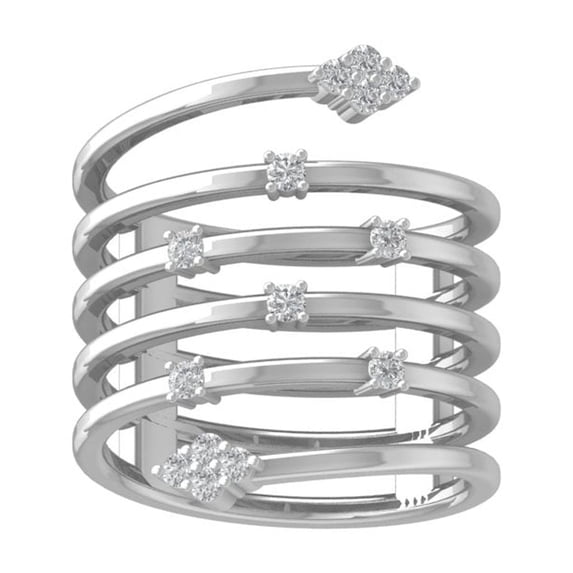 Araiya Fine Jewelry 10K White Gold Round-shape Lab Grown Diamond Fashion Band Ring ( 1/4 cttw, D-F Color, VS Clarity) Size 6