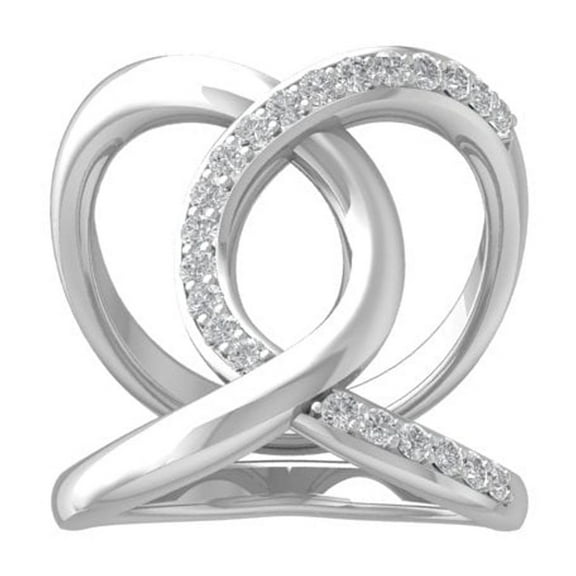 Araiya Fine Jewelry 10K White Gold Round-shape Lab Grown Diamond Fashion Band Ring ( 2/3 cttw, D-F Color, VS Clarity) Size 10