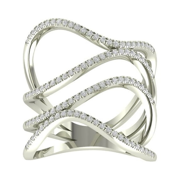 Araiya Fine Jewelry 10K White Gold Round-shape Lab Grown Diamond Fashion Band Ring ( 2/5 cttw, D-F Color, VS Clarity) Size 5