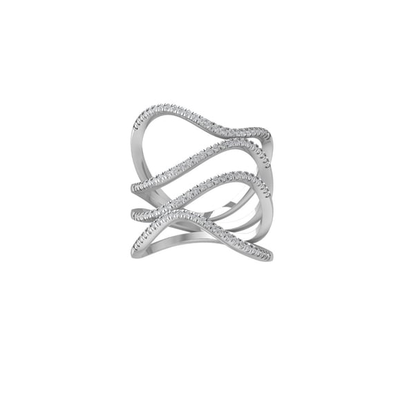 Araiya Fine Jewelry 10K White Gold Round-shape Lab Grown Diamond Fashion Band Ring ( 2/5 cttw, D-F Color, VS Clarity) Size 9