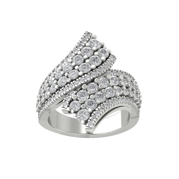 Araiya Fine Jewelry 10K White Gold Round-shape Lab Grown Diamond Fashion Band Ring ( 2 cttw, D-F Color, VS Clarity) Size 9