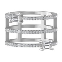 Araiya Fine Jewelry 10K White Gold Round-shape Lab Grown Diamond Fashion Band Ring ( 3/4 cttw, D-F Color, VS Clarity) Size 6