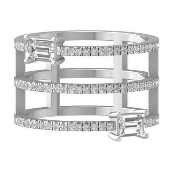 Araiya Fine Jewelry 10K White Gold Round-shape Lab Grown Diamond Fashion Band Ring ( 3/4 cttw, D-F Color, VS Clarity) Size 6