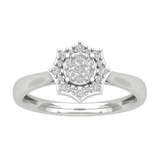 Araiya Fine Jewelry 10K White Gold Round-shape Lab Grown Diamond Halo Cluster Engagement Ring ( 1/3 cttw, D-F Color, VS Clarity) Size 9.5