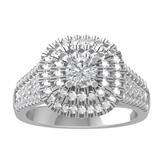 Araiya Fine Jewelry 10K White Gold Round-shape Lab Grown Diamond Halo Engagement Ring ( 1 1/3 cttw, D-F Color, VS Clarity) Size 7.5