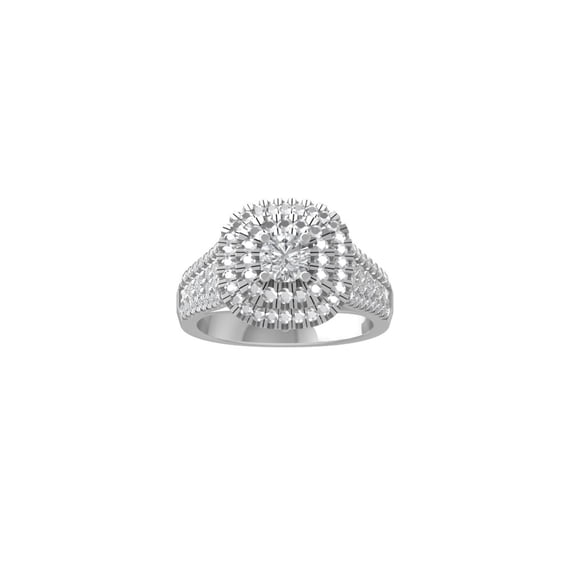 Araiya Fine Jewelry 10K White Gold Round-shape Lab Grown Diamond Halo Engagement Ring ( 1 1/3 cttw, D-F Color, VS Clarity) Size 8.5
