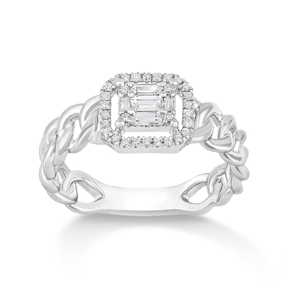 Araiya Fine Jewelry 10K White Gold Round-shape Lab Grown Diamond Halo Engagement Ring ( 1/4 cttw, D-F Color, VS Clarity) Size 10