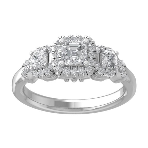 Araiya Fine Jewelry 10K White Gold Round-shape Lab Grown Diamond Halo Engagement Ring ( 1 cttw, D-F Color, VS Clarity) Size 10