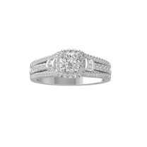 Araiya Fine Jewelry 10K White Gold Round-shape Lab Grown Diamond Halo Engagement Ring ( 1 cttw, D-F Color, VS Clarity) Size 5
