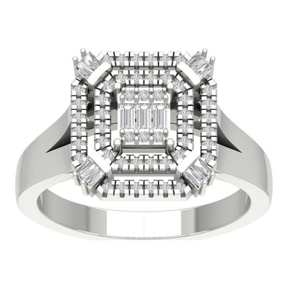 Araiya Fine Jewelry 10K White Gold Round-shape Lab Grown Diamond Halo Engagement Ring ( 2/5 cttw, D-F Color, VS Clarity) Size 7.5