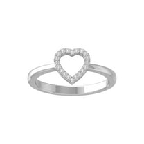 Araiya Fine Jewelry 10K White Gold Round-shape Lab Grown Diamond Heart Engagement Ring ( 1/10 cttw, D-F Color, VS Clarity) Size 7.5
