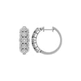 thumbnail image 1 of Araiya Fine Jewelry 10K White Gold Round-shape Lab Grown Diamond Micro-Setting Cluster Hoop Earrings (1 cttw, D-F Color, VS1 Clarity), 1 of 1