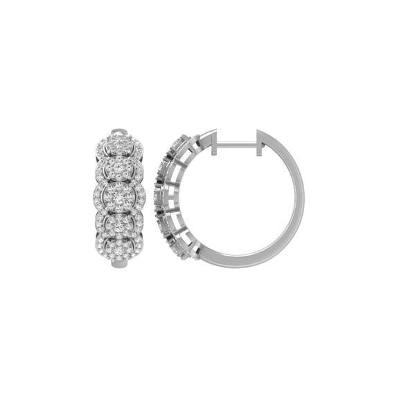 Araiya Fine Jewelry 10K White Gold Round-shape Lab Grown Diamond Micro-Setting Cluster Hoop Earrings (1 cttw, D-F Color, VS1 Clarity)