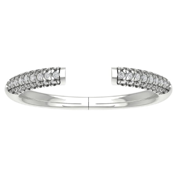 Araiya Fine Jewelry 10K White Gold Round-shape Lab Grown Diamond Open Band Ring ( 1/5 cttw, D-F Color, VS Clarity) Size 5