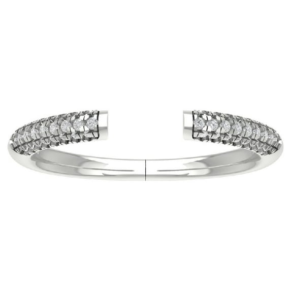 Araiya Fine Jewelry 10K White Gold Round-shape Lab Grown Diamond Open Band Ring ( 1/5 cttw, D-F Color, VS Clarity) Size 6.5