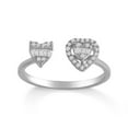 thumbnail image 1 of Araiya Fine Jewelry 10K White Gold Round-shape Lab Grown Diamond Side Stone Heart Ring ( 1/5 cttw, D-F Color, VS Clarity) Size 10, 1 of 5