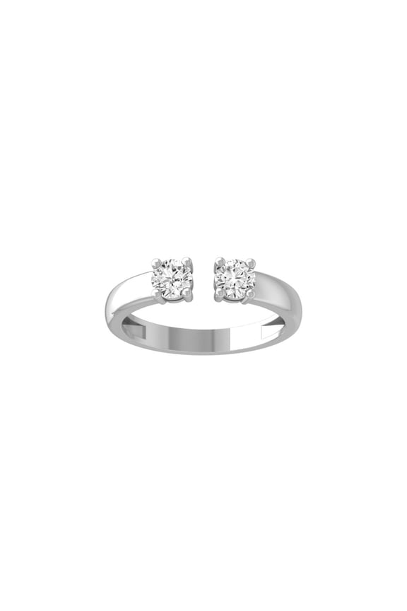 Fine Jewelry 10K White Gold Round-shape Lab Grown Diamond Two-Stone Open Engagement Ring (1/2 Cttw, D-F Color, VS1 Clarity) Size 5