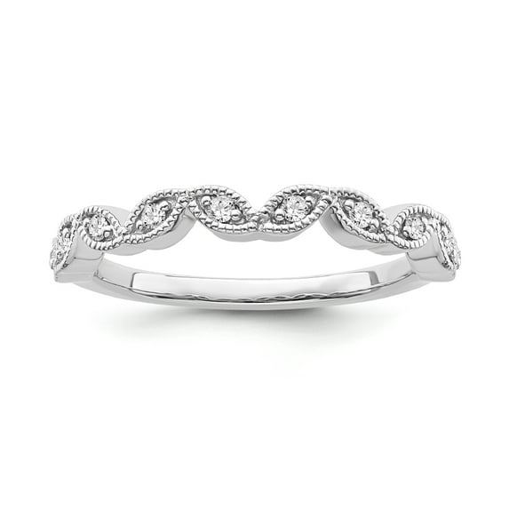 Araiya Fine Jewelry 10K White Gold Round-shape Lab Grown Diamond Wedding Band Ring ( 1/10 cttw, D-F Color, VS Clarity) Size 5.5