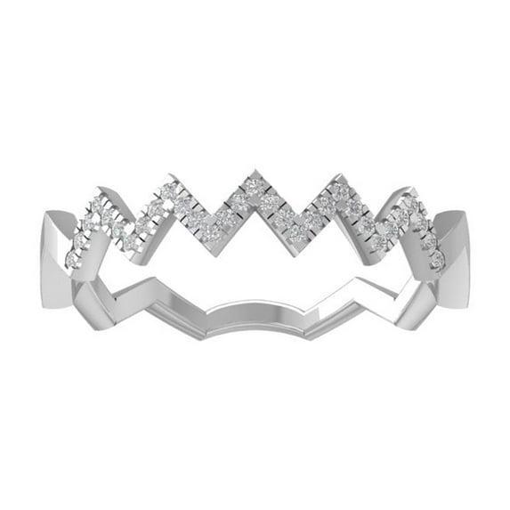 Araiya Fine Jewelry 10K White Gold Round-shape Lab Grown Diamond Wedding Band Ring ( 1/10 cttw, D-F Color, VS Clarity) Size 7