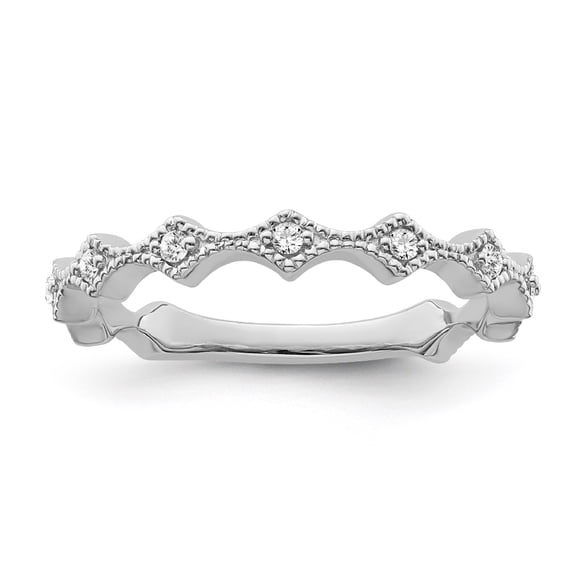 Araiya Fine Jewelry 10K White Gold Round-shape Lab Grown Diamond Wedding Band Ring ( 1/10 cttw, D-F Color, VS Clarity) Size 9