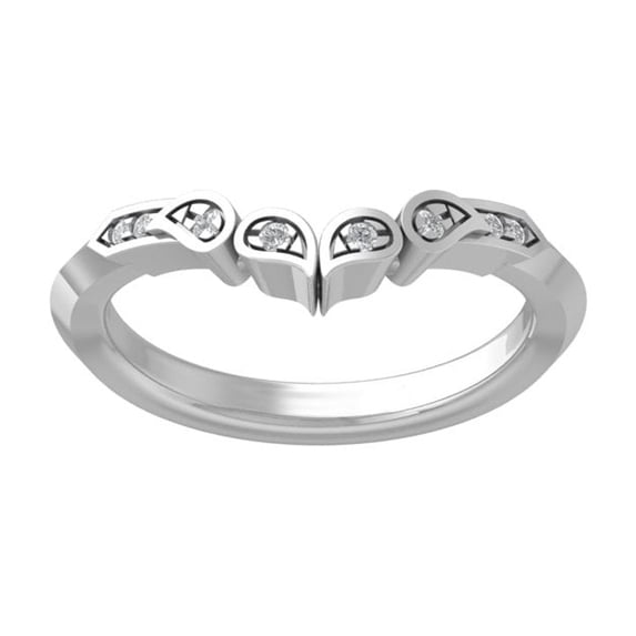 Araiya Fine Jewelry 10K White Gold Round-shape Lab Grown Diamond Wedding Band Ring ( 1/20 cttw, D-F Color, VS Clarity) Size 5.5
